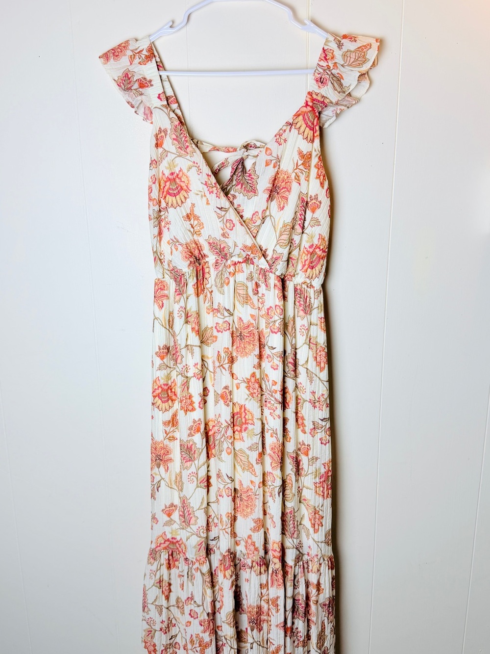 torrid Cream Maxi Dress with Coral Floral Print